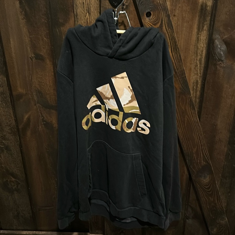 Black Adidas Hooded Sweatshirt, Men’s Medium